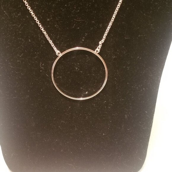 Lele Sadoughi Silver Tone Circle Necklace 19inch - Picture 7 of 8